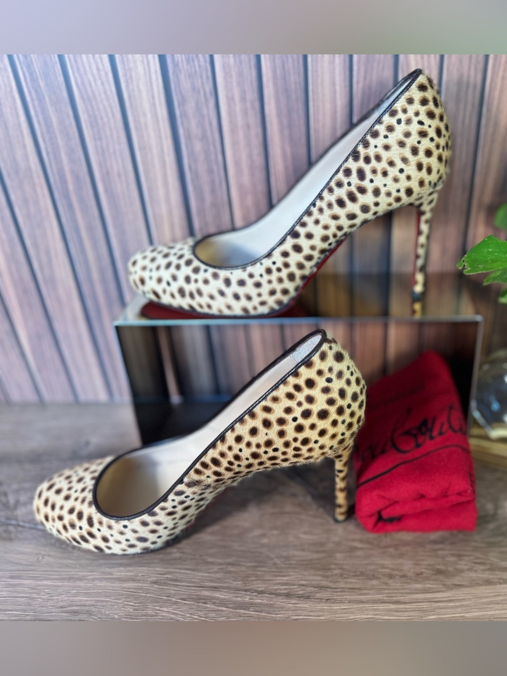 Christian Louboutin Leopard Print Round Toe Ted Bottoms Pumps Heels, Size 36